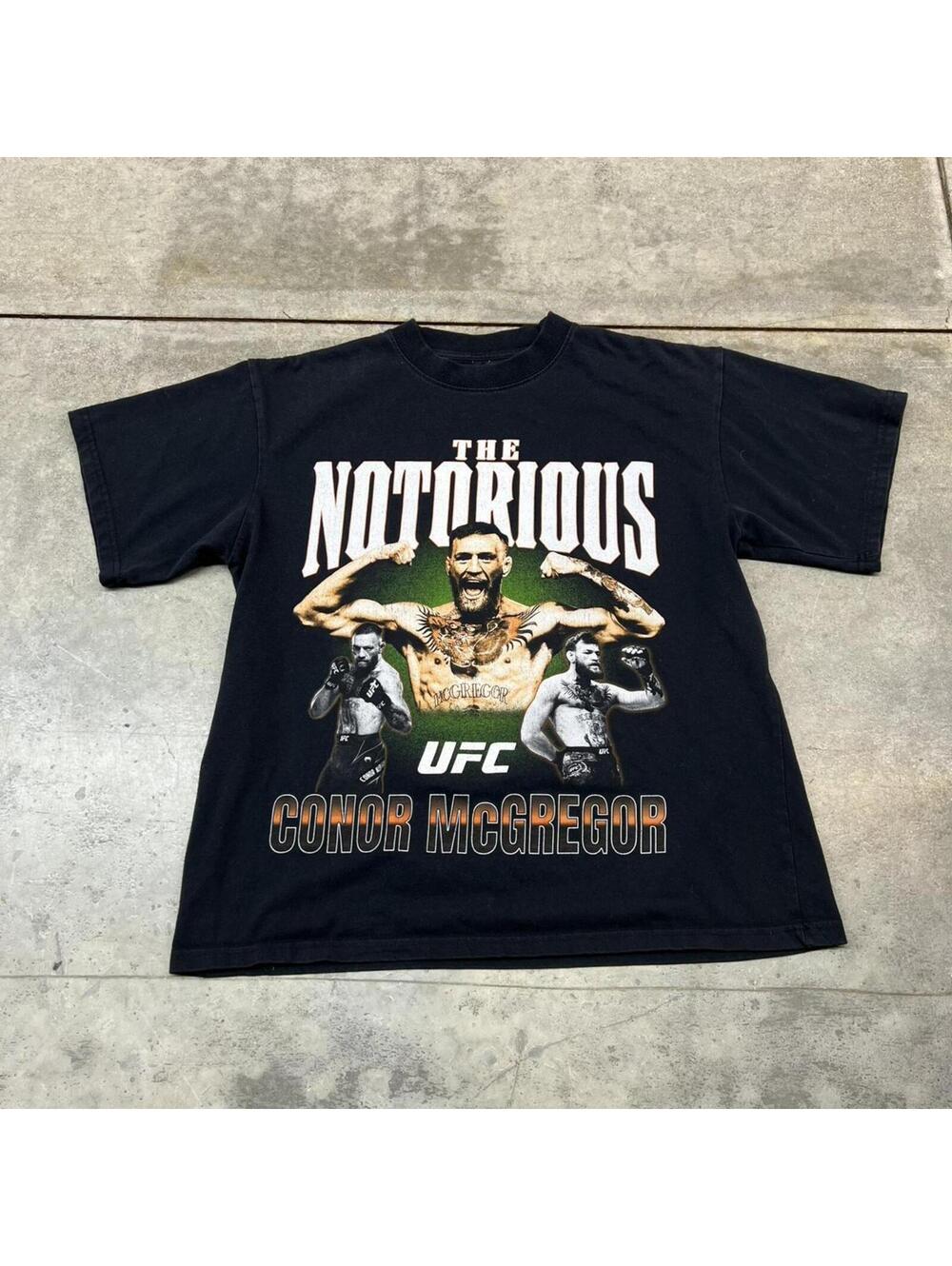 the notorious connor mcgregor ufc faded black mma shirt size medium